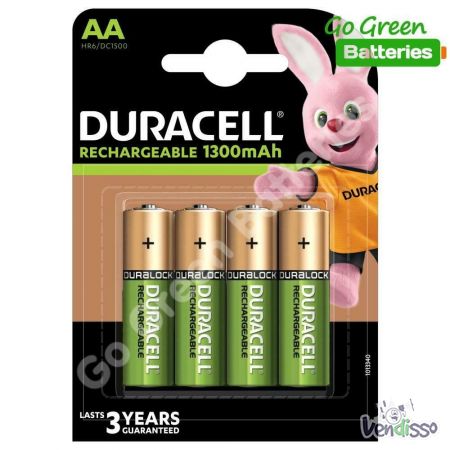 PORTES GRATIS pilhas recarregaveis 4 x Duracell AA 1300 mAh